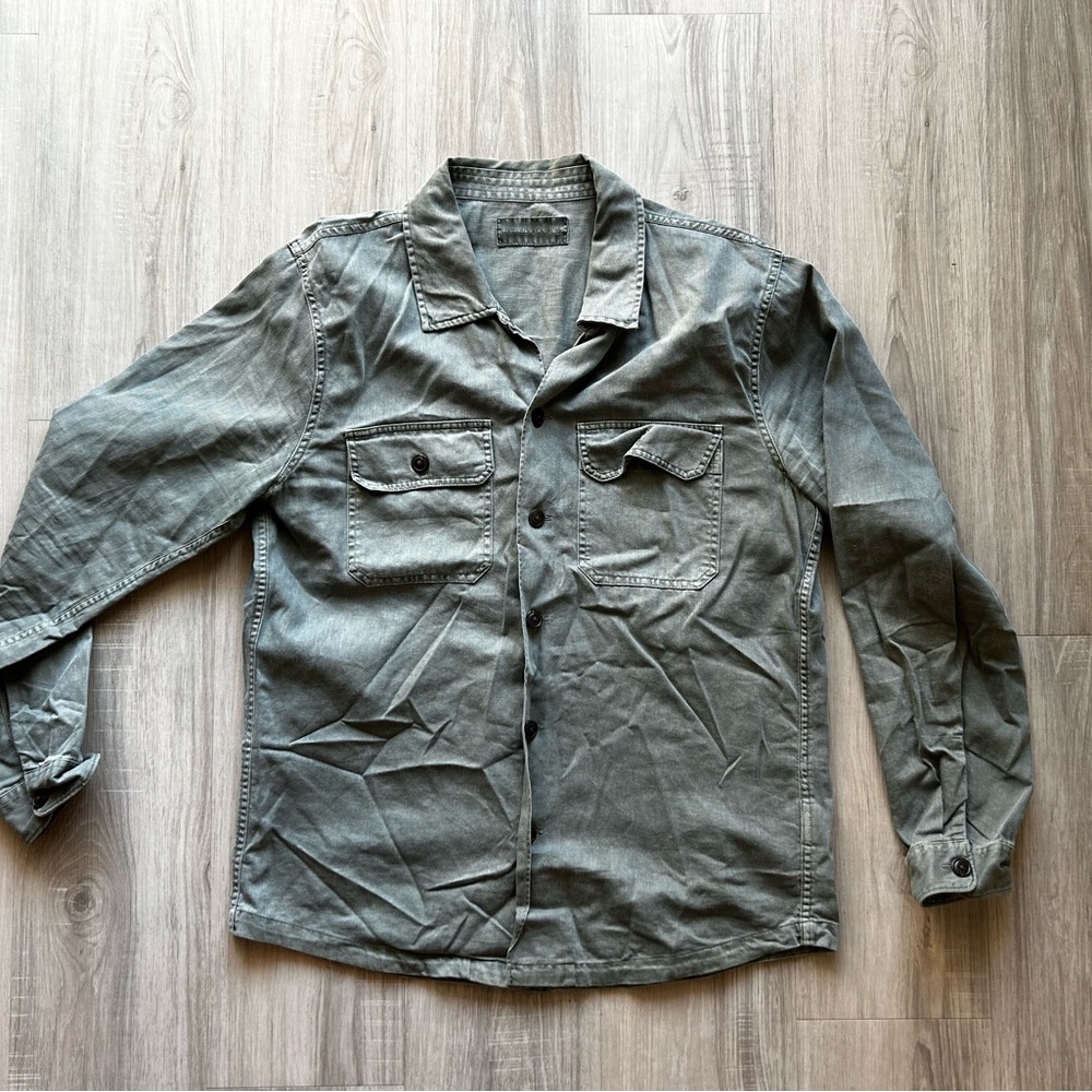 Men's Olive Green Casual Shirt Jacket